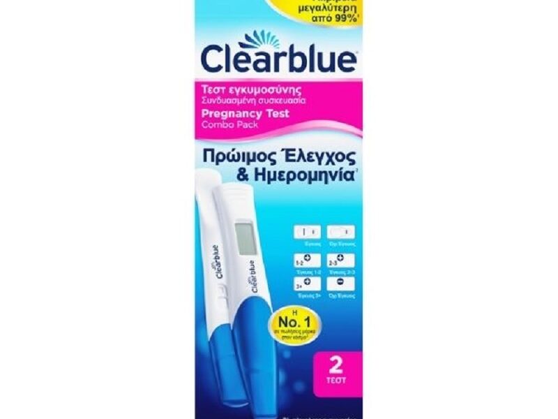 CLEARBLUE Πρώιμος Έλεγχος & Ημερομηνία Τεστ Εγκυμοσύνης 2 Τεμάχια